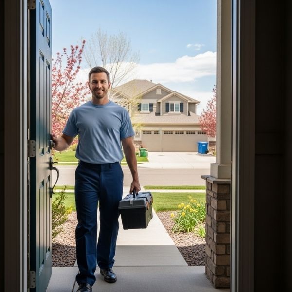 hvac technician arriving at residence