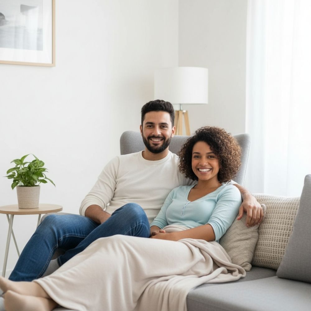 couple cozy on the couch