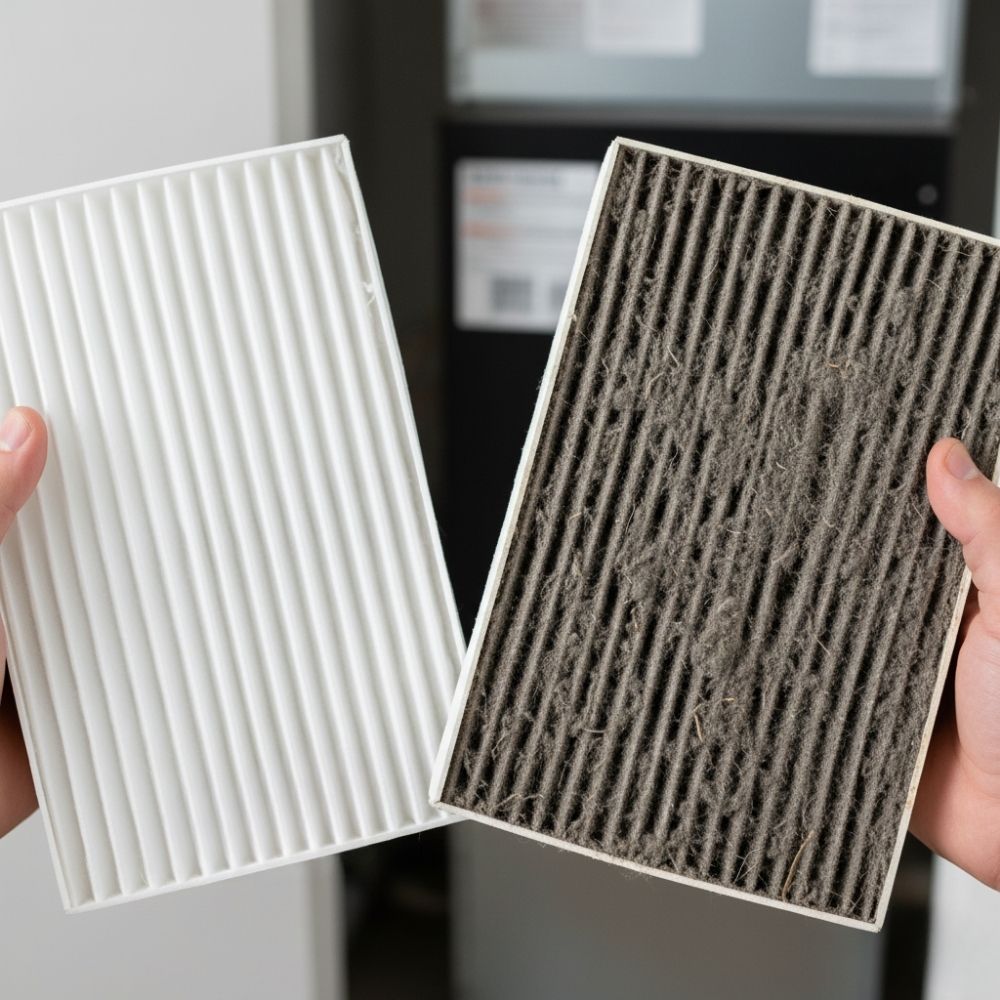 clean and dirty air filter