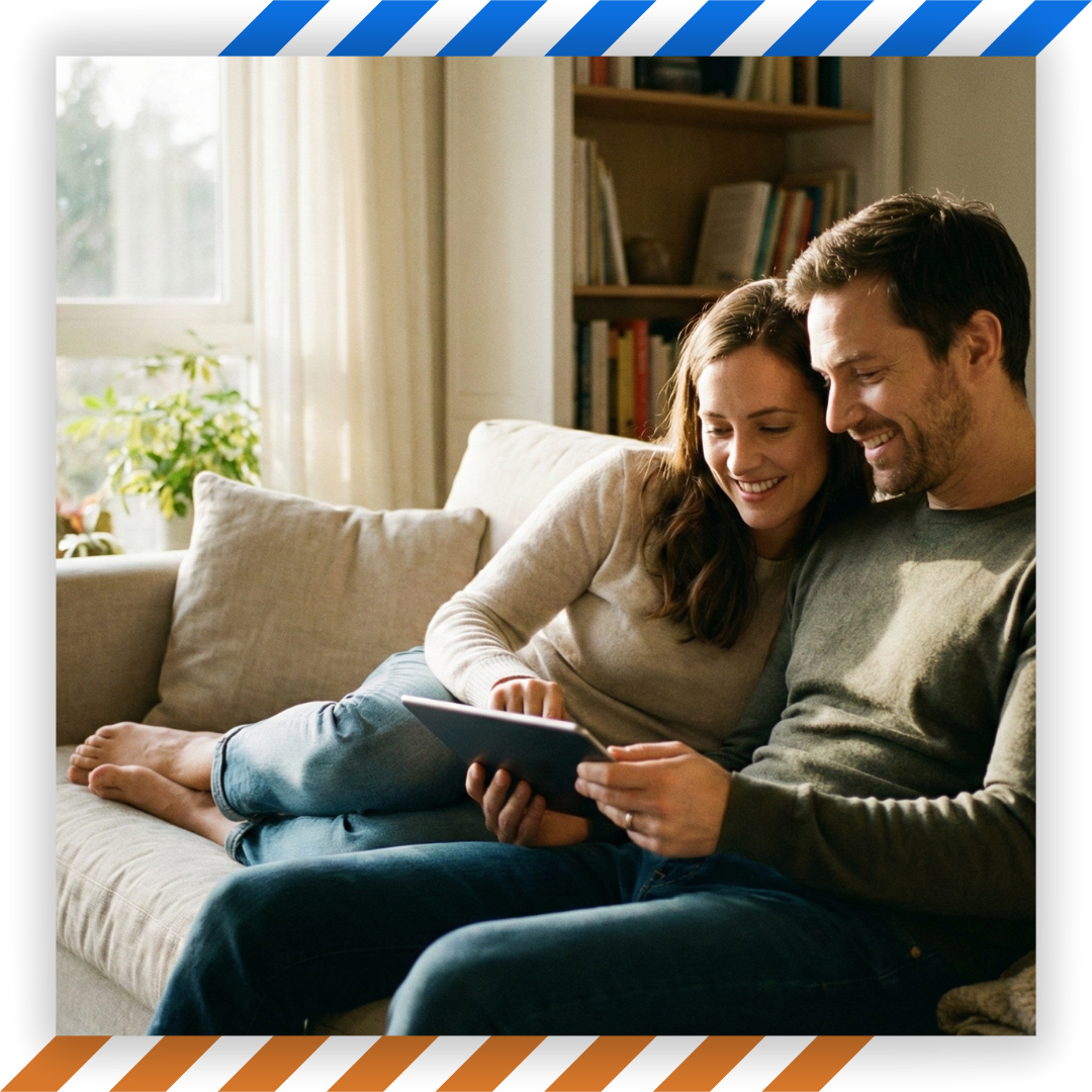 Couple sitting on a couch together